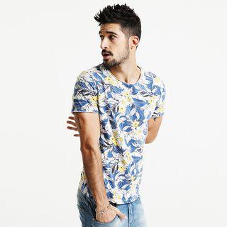 Floral Print Crewneck Short-sleeve T-shirt