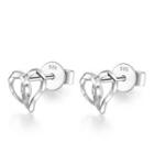 14k White Gold Openwork Heart Stud Earrings