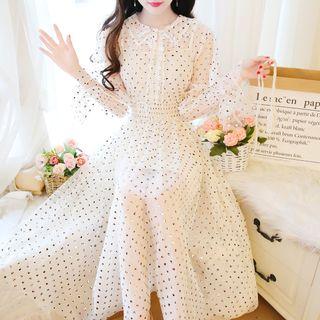 Long-sleeve Sequin Ruffled Dress