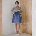 Hanbok Skirt (sheer Chiffon / Midi / Navy Blue)