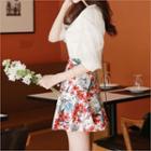 Floral Print Ruffle-hem Mini Skirt