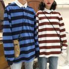 Couple Matching Striped Long-sleeve Polo Shirt