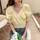 Elbow-sleeve Asymmetrical Crop Top