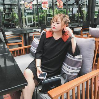 3/4-sleeve Chiffon Polo Dress