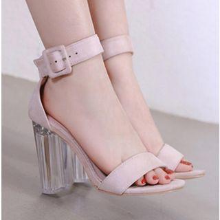 Faux Suede Chunky Heel Sandals