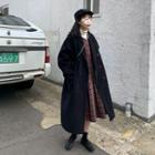 Double-breasted Coat / Plaid Sleeveless A-line Dress