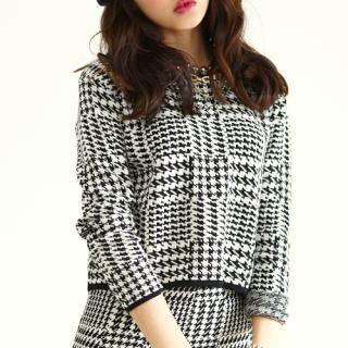 Houndstooth Knit Top