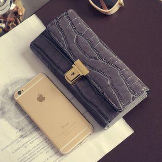 Embossed Faux Patent Leather Long Wallet