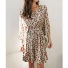 Tie-waist Front Print Dress