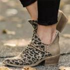 Block Heel Leopard Print Ankle Boots