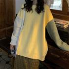 Color Block Oversize Sweater Color Block - Bright Yellow - One Size