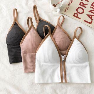 Zip-up Ribbed Camisole Top