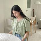 Set: Tie-neck Floral Print Cardigan + Spaghetti-strap Camisole Top