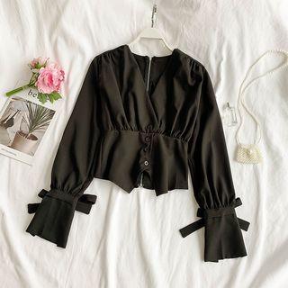 V-neck Bow Detail Blouse
