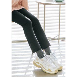 Fray-hem Slim Straight-cut Pants