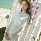 Tie Neck Long Sleeve Lace Dress
