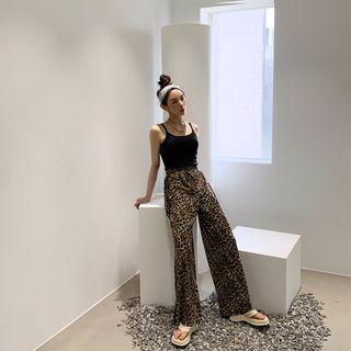 Band-waist Leopard Print Pants