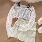 Camisole Top / Long-sleeve Lettering Crop T-shirt / A-line Skirt