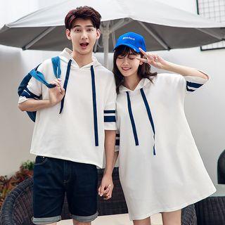 Couple Matching Elbow-sleeve Hoodie / Hoodie Short-sleeve Dress