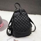 Faux Leather Quilted Flap Backpack