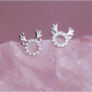 Rhinestone Deer Earring 1 Pair - Silver - One Size