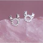 Rhinestone Deer Earring 1 Pair - Silver - One Size