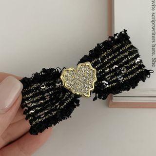 Rhinestone Heart Hair Clip 1 Pc - Black - One Size