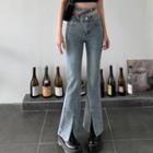 Cutout Low Rise Flared Jeans