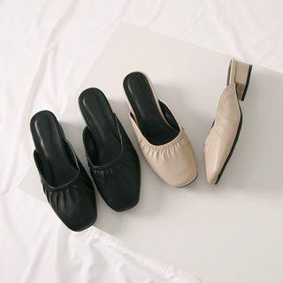 Square-toe Ruched Mules