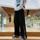 High-waist Zip Straight-cut Pants