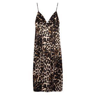 Leopard Print Sleeveless Cut-out Sheath Midi Dress