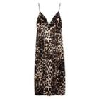 Leopard Print Sleeveless Cut-out Sheath Midi Dress