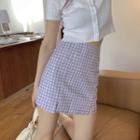 Plaid Mini Pencil Skirt With Slits