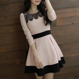 Lace-trim A-line Mini Dress