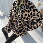 Leopard Faux-fur Zip-up Jacket