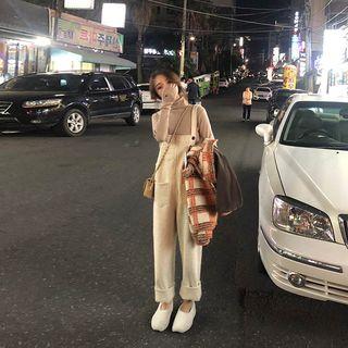 Set: Turtleneck Long-sleeve Knit Top + Jumper Pants