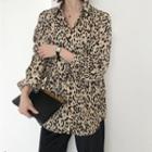 Loose-fit Leopard Shirt Brown - One Size