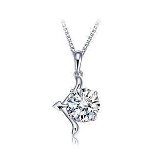 925 Sterling Silver Twelve Horoscope Sagittarius Pendant With Cubic Zircon And Necklace