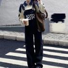 Cow Print Wide Leg Denim Dungaree