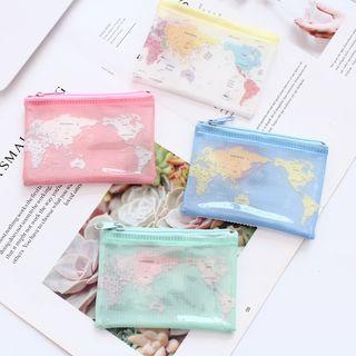 World Map Print Zip Pouch As Shown In Figure - One Size