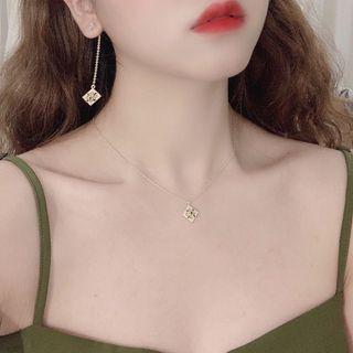 Rhinestone Pendant Necklace / Dangle Earring