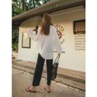 Plus Size Band-waist Pleated Wide-leg Pants