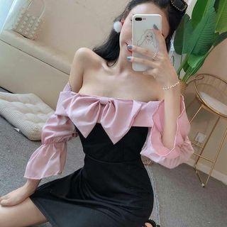 Cold Shoulder 3//4-sleeve A-line Dress