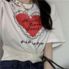 Knot Heart Print Short Sleeve Tee