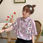 Floral Print Short-sleeve Shirt As Shown In Figure - One Size