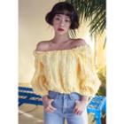 Off-shoulder Fringed Cotton Blouse