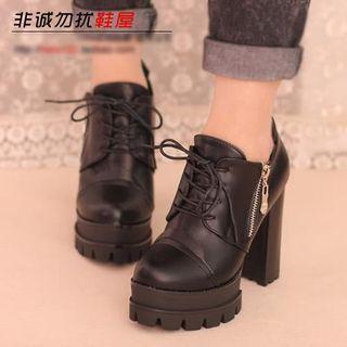 Chunky Heel Platform Lace-up Shoes