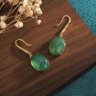 Agate Alloy Dangle Earring 1 Pair - Cp562 - Gold & Green - One Size