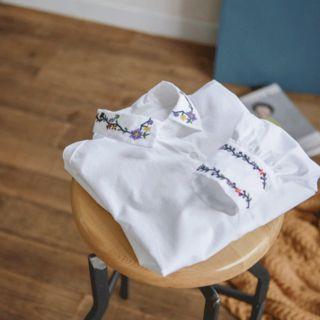 Flower Embroidered Cotton Shirt