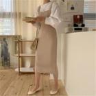 Zip-back Sheath Suspender Dress
